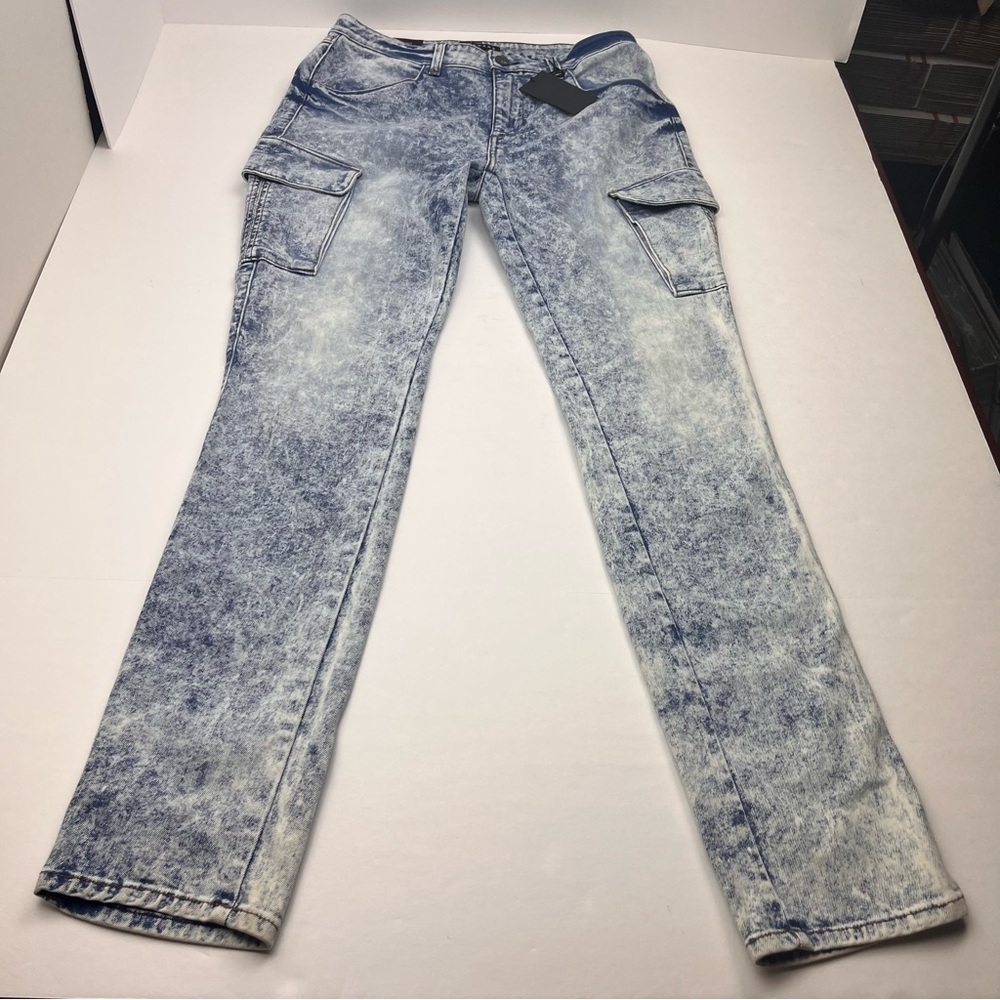 Monfrere Preston Cargo Skinny Fit Jeans Men Size 33 x 33 Mallorca Blue Denim NEW